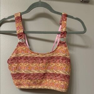 Multicolor Pink Orange Aerie Seamless Ring Longline Bralette Crop Going Out Top